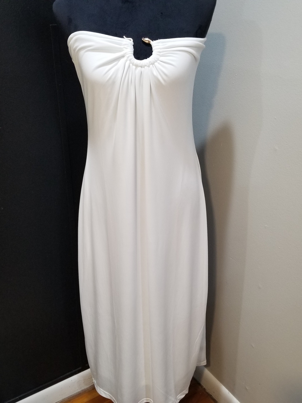 Plus White Party Tube Midi Dress